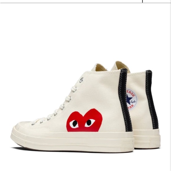 CONVERSE X COMME DES GARCONS PLAY ALL STAR CHUCK '70 HI - OFF WHITE. M5/WO7 - Picture 2 of 9